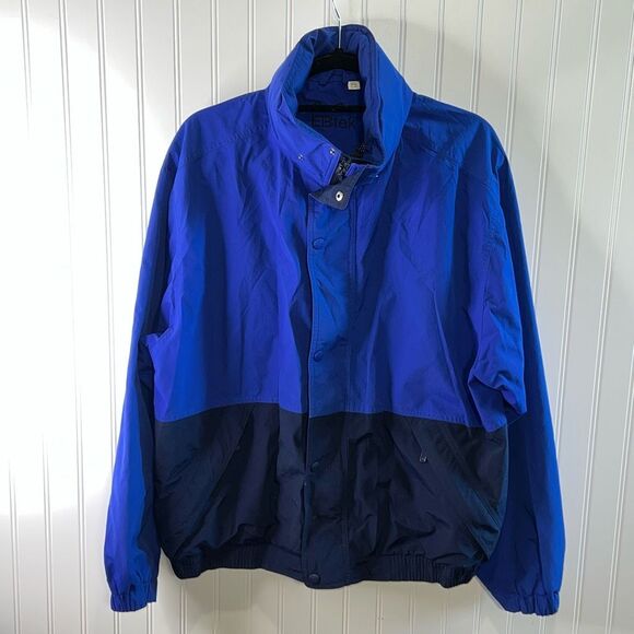 Eddie Bauer Vintage EBtek Mens Size Large  Nylon Jacket Windbreaker Blue Hooded - Picture 1 of 8